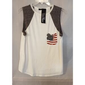 NWT InterView Red White Blue Patriotic USA Tank Top Size Large42